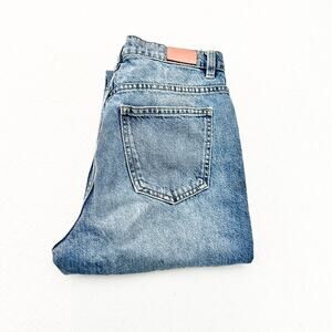Zara Straight Leg Acid Wash Denim Jeans Zip Fly Size 02